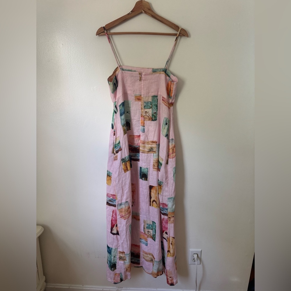 Pink Printed Maxi Dress with Spaghetti Straps - Picture 5 of 7